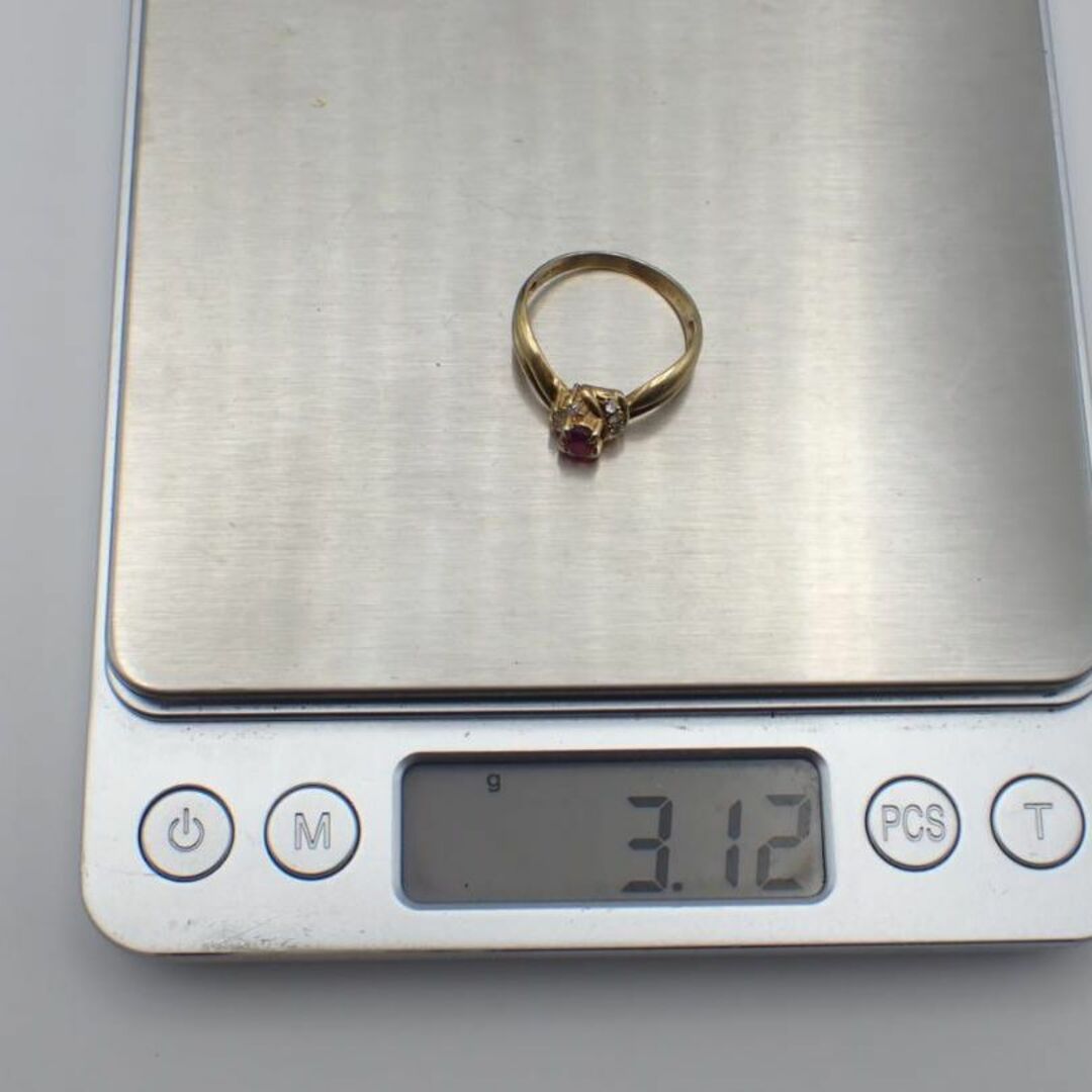 K18 ルビー 0.39ct×ダイヤモンド 0.06ct デザインリング
