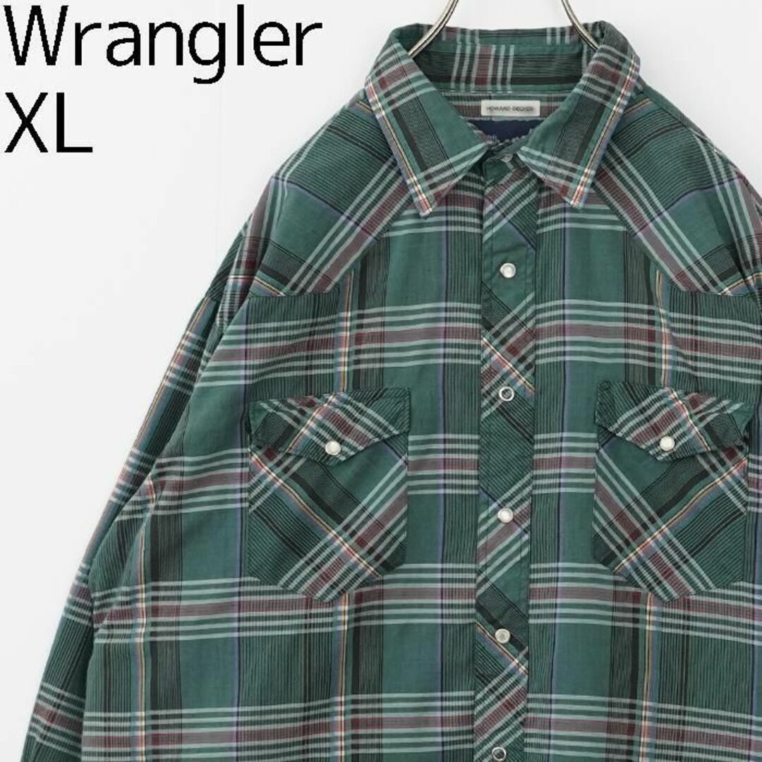 wrangler ラングラー チェックシャツ Wポケット ウェスタン XL 緑