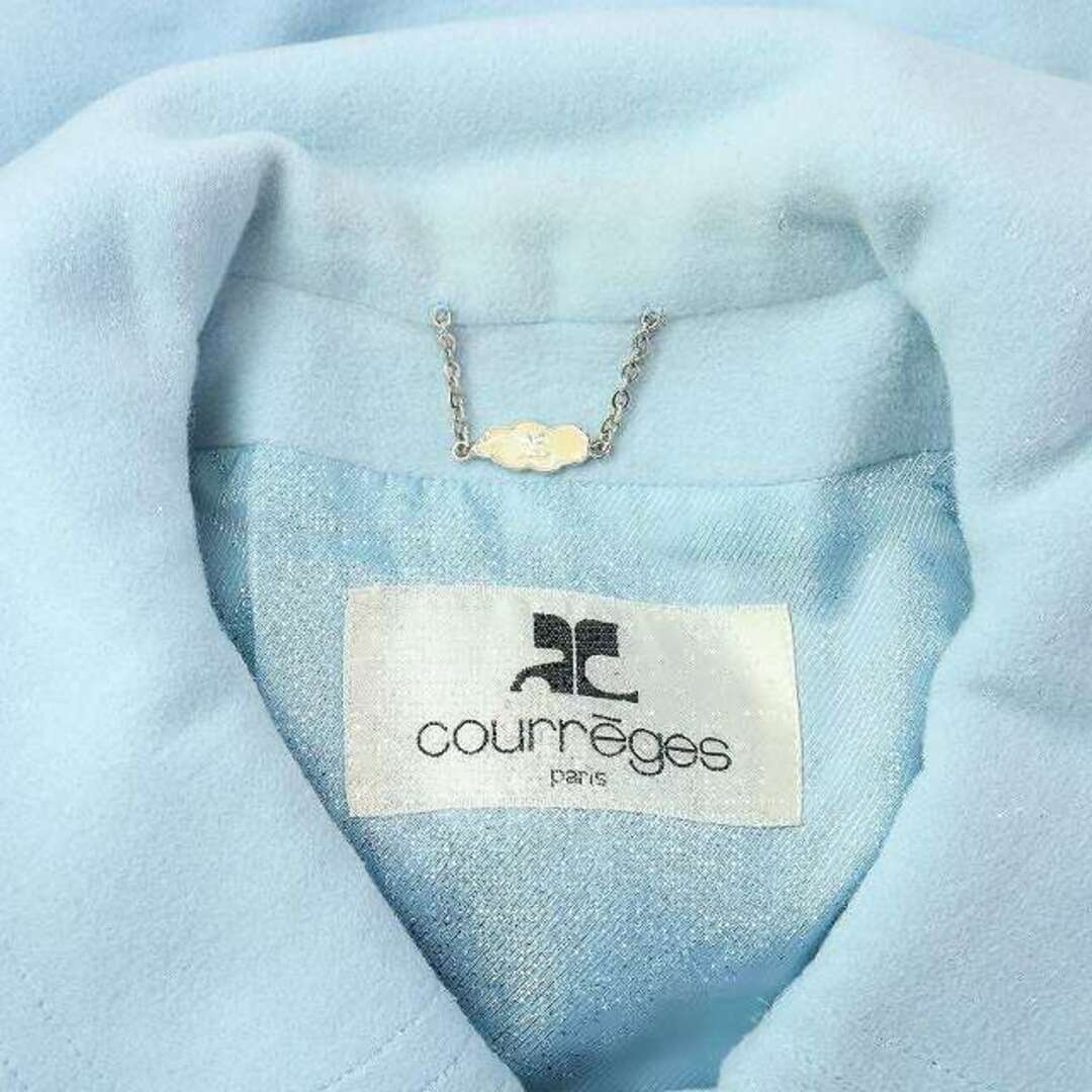 Courreges(クレージュ)のクレージュ ステンカラーコート ロング 肩パッド ウール 9 M 水色 ブルー レディースのジャケット/アウター(その他)の商品写真