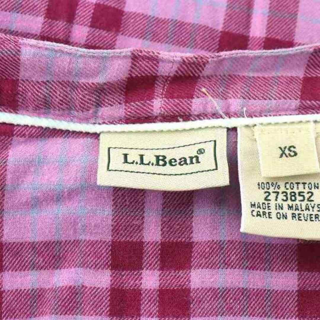 L.L.Bean(エルエルビーン)のエルエルビーン シャツ ブラウス ヘンリーネック チェック柄 XS ピンク レディースのトップス(シャツ/ブラウス(長袖/七分))の商品写真