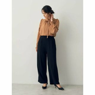 イェッカヴェッカ(YECCA VECCA)の【ベージュ】【2点SET】ドビードットフリルブラウス * パンツセット(ロングワンピース/マキシワンピース)