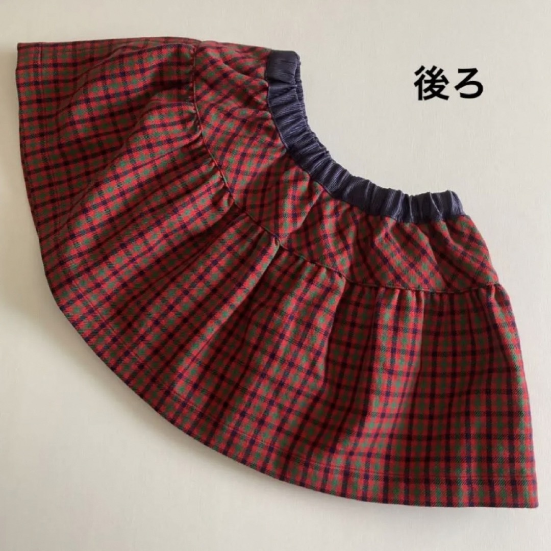 ファミリア familiar 赤チェック ウール スカート 100㎝ - スカート