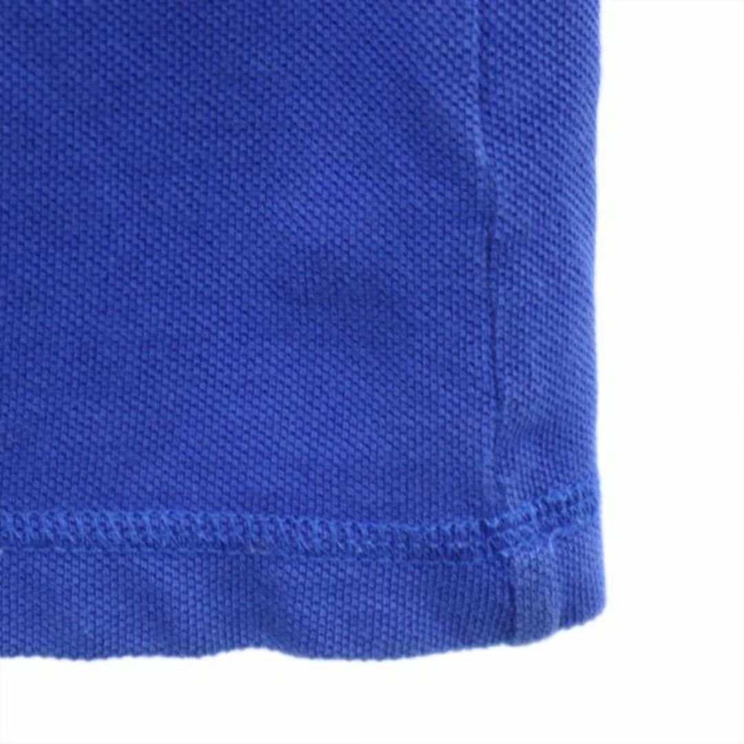 ケンゾー バイカラー 半袖 ポロシャツ M グレー×ブルー KENZO 鹿の子地 ロゴ刺繍 メンズ   【230824】