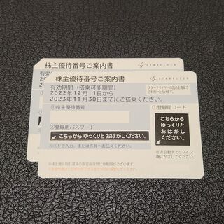 スターフライヤー 株主優待券 2 枚 ラクマパック 匿名配送 送料込(航空券)