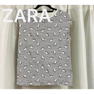 ザラ(ZARA)のZARA Tシャツ　アイスクリーム　ボーダー　モノクロ　シンプル　S(Tシャツ(半袖/袖なし))