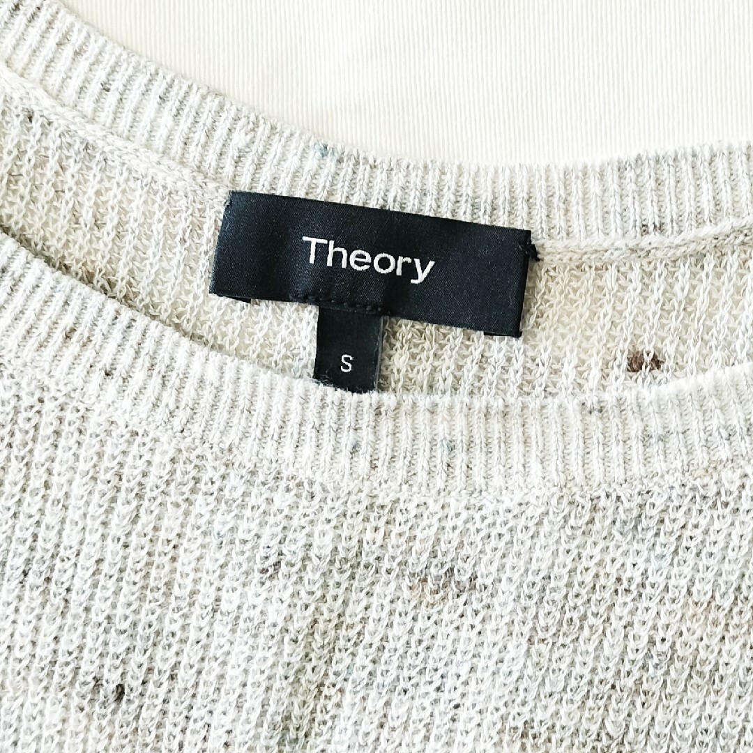 Theory リネンブレンド フレンチスリーブ サマーニットプルオーバー S72%綿