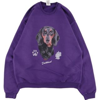 ジャージーズ(JERZEES)の古着 ジャージーズ Jerzees dachshund 犬柄 アニマルプリントスウェット トレーナー メンズL /eaa362834(スウェット)