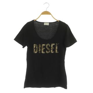 ディーゼル(DIESEL)のディーゼル カットソー 半袖 Uネック スパンコール ロゴ コットン S 黒(カットソー(半袖/袖なし))