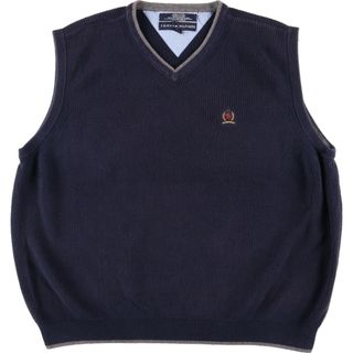 トミーヒルフィガー(TOMMY HILFIGER)の古着 トミーヒルフィガー TOMMY HILFIGER Vネック コットンニットベスト メンズL /eaa364389(ベスト)