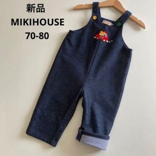 ミキハウス(mikihouse)の3点専用！新品！ミキハウス　オーバーオール　パンツ　プッチー君　車　デニム色　(パンツ)