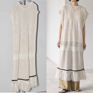 トゥデイフル(TODAYFUL)のTODAYFUL Fringe Pattern Knitvest ワンピース(ロングワンピース/マキシワンピース)