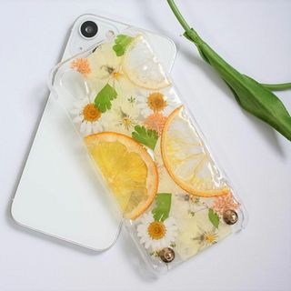 #042 全機種対応　黄色系　押しフルーツ　スマホケース(スマホケース)