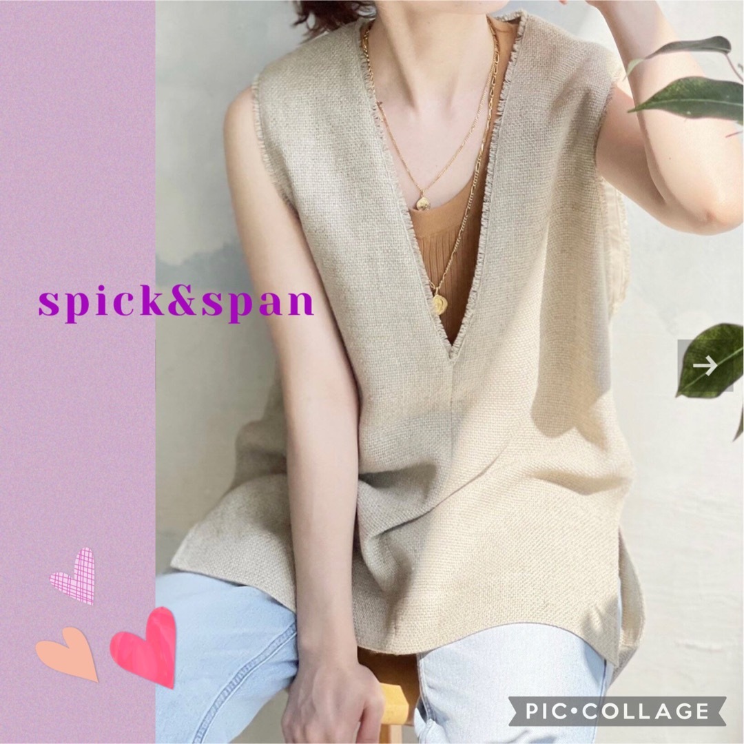2023年製 spick&span スピックアンドスパン リネンツイードベスト 2023年製 spick&span スピックアンドスパン リネンツイードベスト