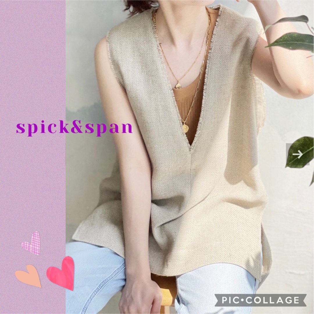 2023年製 spick&span スピックアンドスパン リネンツイードベスト ...