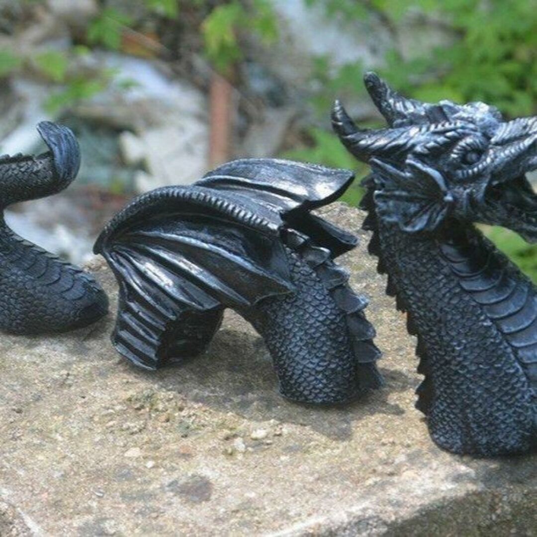 ドラゴン ガーデンオーナメント 龍 置物 ガーデニング 屋外 オブジェ ブラック | フリマアプリ ラクマ