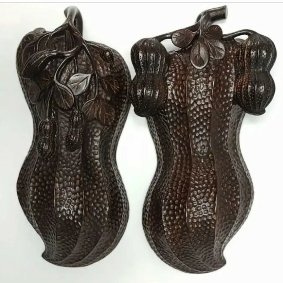 未使用 本紫檀 蓋物 希少木 漆塗り 小物入れ 落花生 美術工芸品 美品 置物