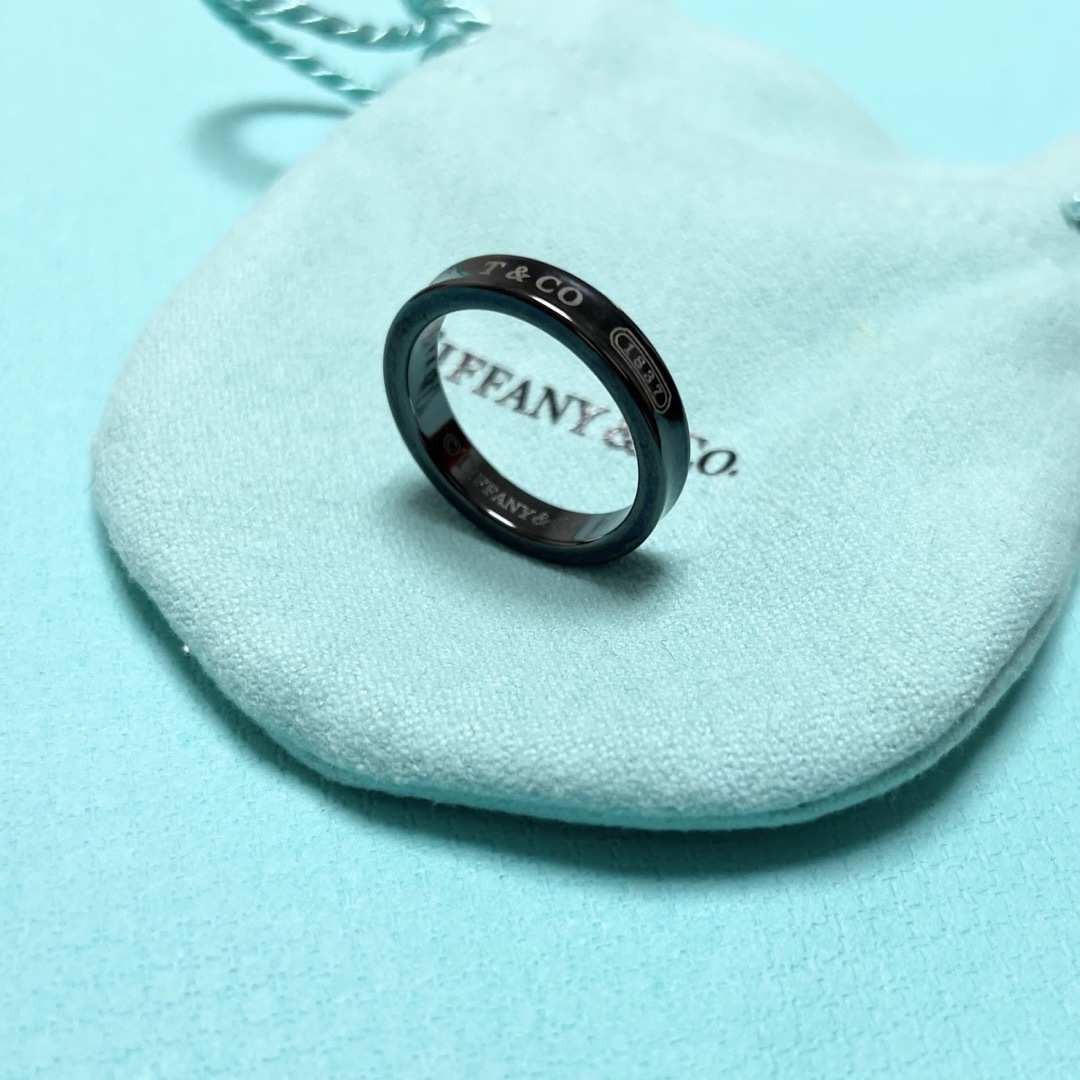 希少 美品 TIFFANY＆Co. ナローリング ブラックチタン 20号-