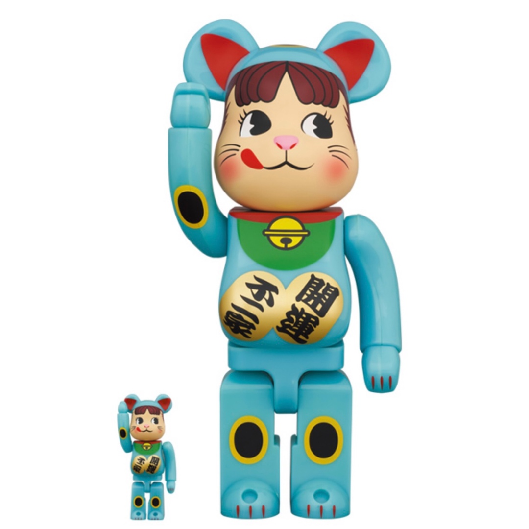 BE@RBRICK 招き猫 ペコちゃん 青蓄光 100％ ＆ 400％その他