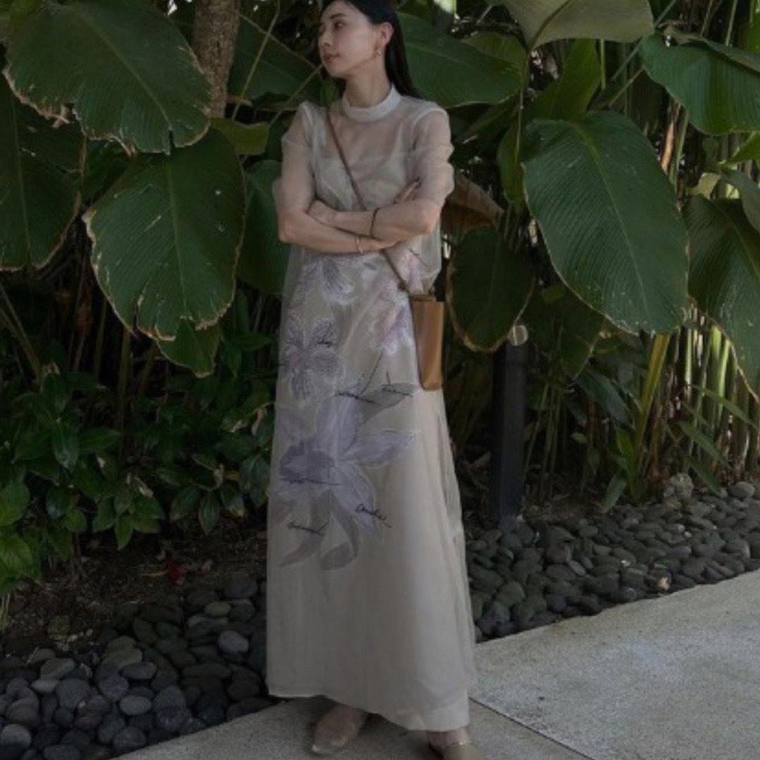 Ameri VINTAGE(アメリヴィンテージ)のAMERI SHEER LAYERED DRESS 新品 レディースのワンピース(ロングワンピース/マキシワンピース)の商品写真