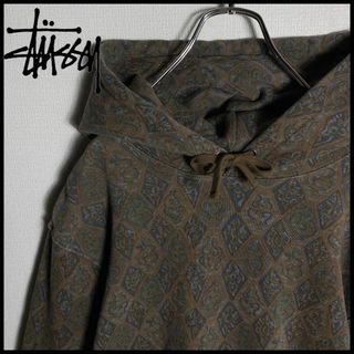 stussy Marquis hoodie  XL  総柄 フルジップパーカー