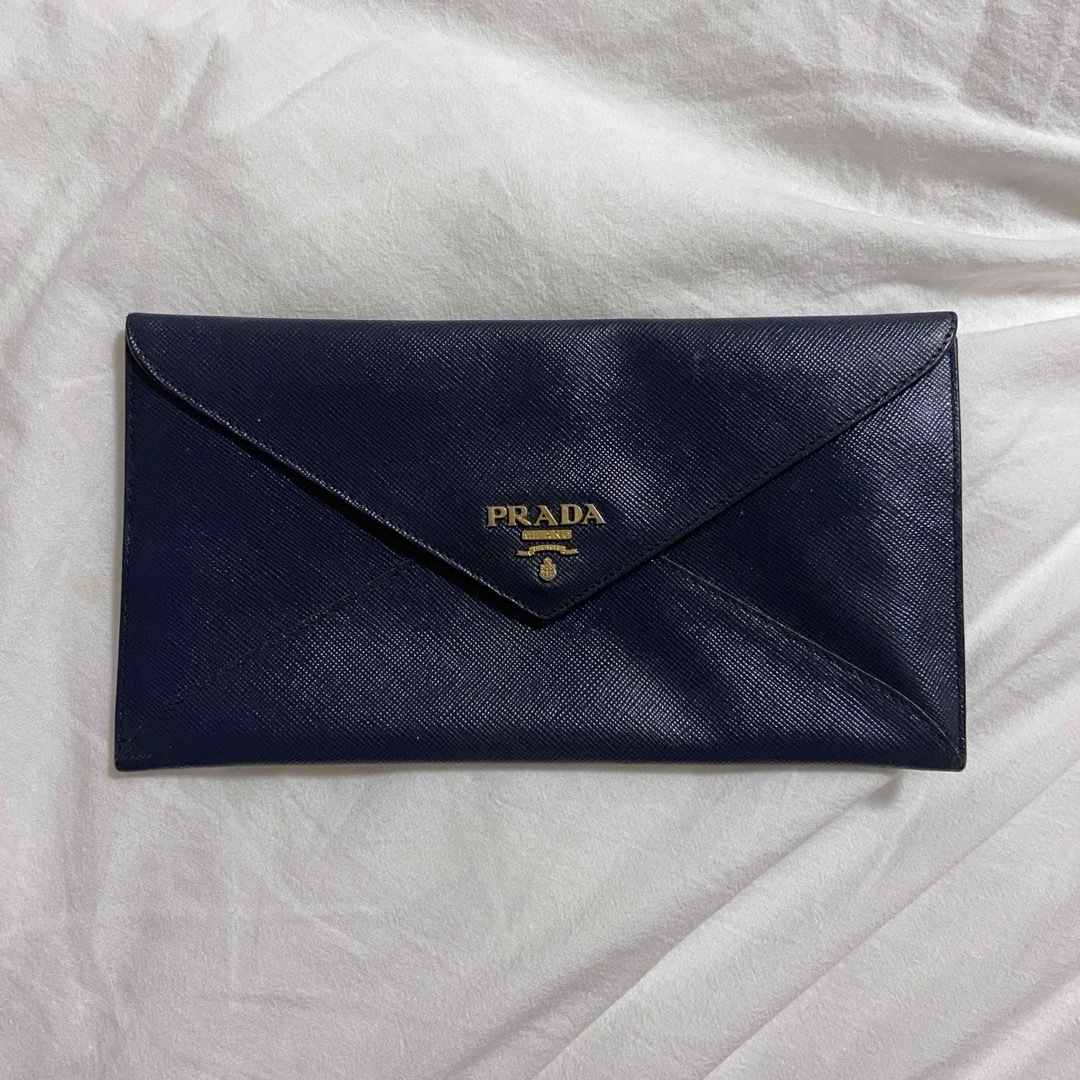 プラダ PRADA 長財布 ネイビー サフィアーノ