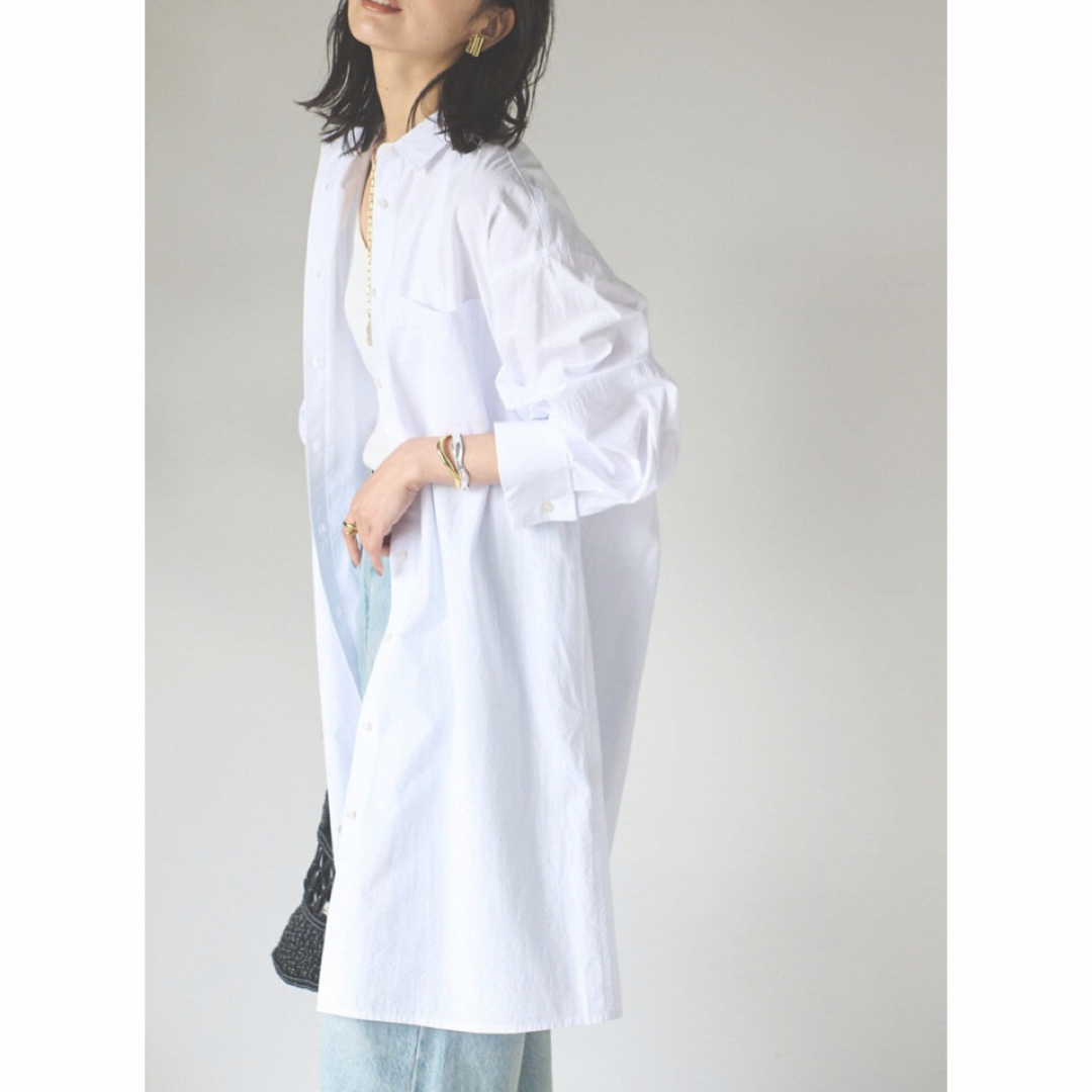 【新品】リヴドロワ ボリュームスリーブ ミニシャツワンピース ロングシャツ 白