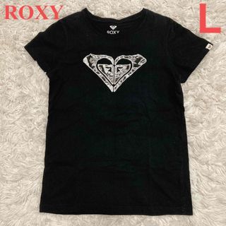 ロキシー(Roxy)のROXY Tシャツ ハート 刺繍 ブラック 良品(Tシャツ/カットソー(半袖/袖なし))