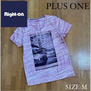 プラスワン(PLUS ONE)の★美品★プラスワン メンズ　Vネック　メランジTシャツ Mサイズ　ライトオン(Tシャツ/カットソー(半袖/袖なし))