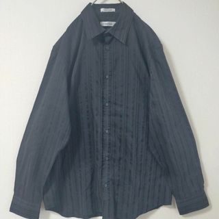 カルバンクライン(Calvin Klein)のカルバンクライン CALVIN Klein 長袖シャツ M ブラック ストライプ(シャツ)