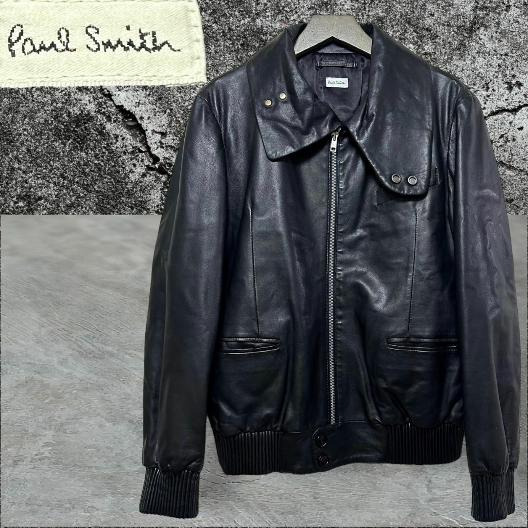 ポールスミス／Paul Smith シングルライダース ジャケット JKT アウター メンズ 男性 男性用レザー 革 本革 ブラック 黒 羊革 ラムレザー 変形