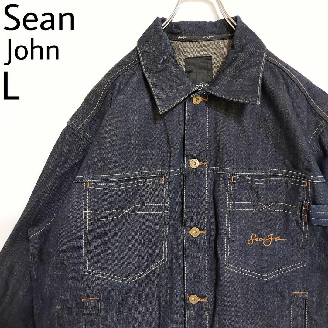 Sean John - SEAN JOHN ショーンジョン ロゴ刺繍デニムジャケット XL