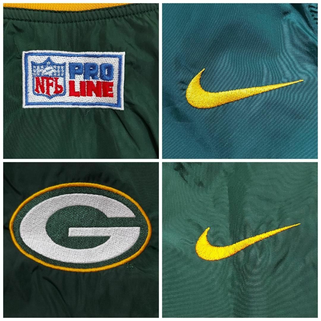 NIKE ナイキ パッカーズ センタースウッシュ 刺繍ナイロンジャケット M 緑-