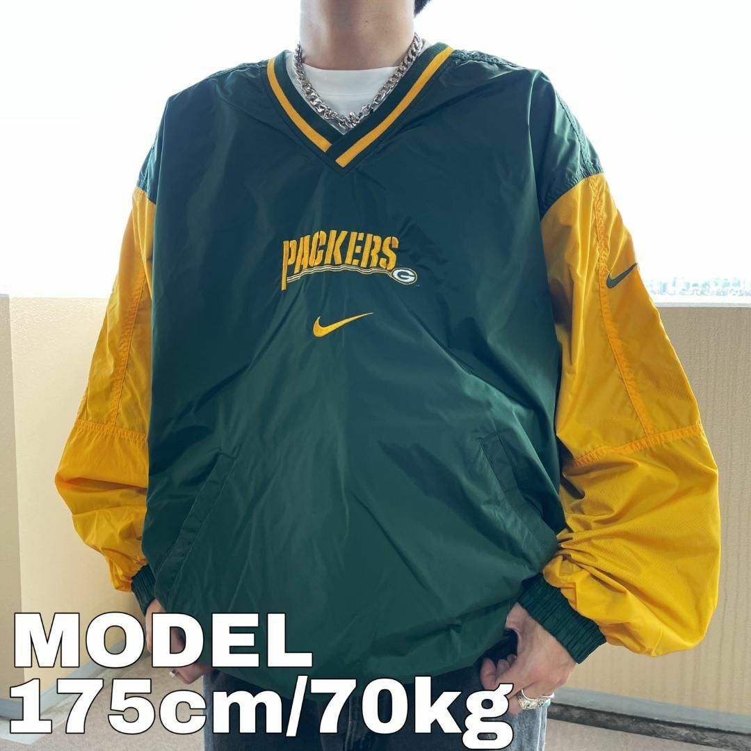 ナイキ パッカーズ センタースウッシュ 刺繍ナイロンジャケット 2XL 緑