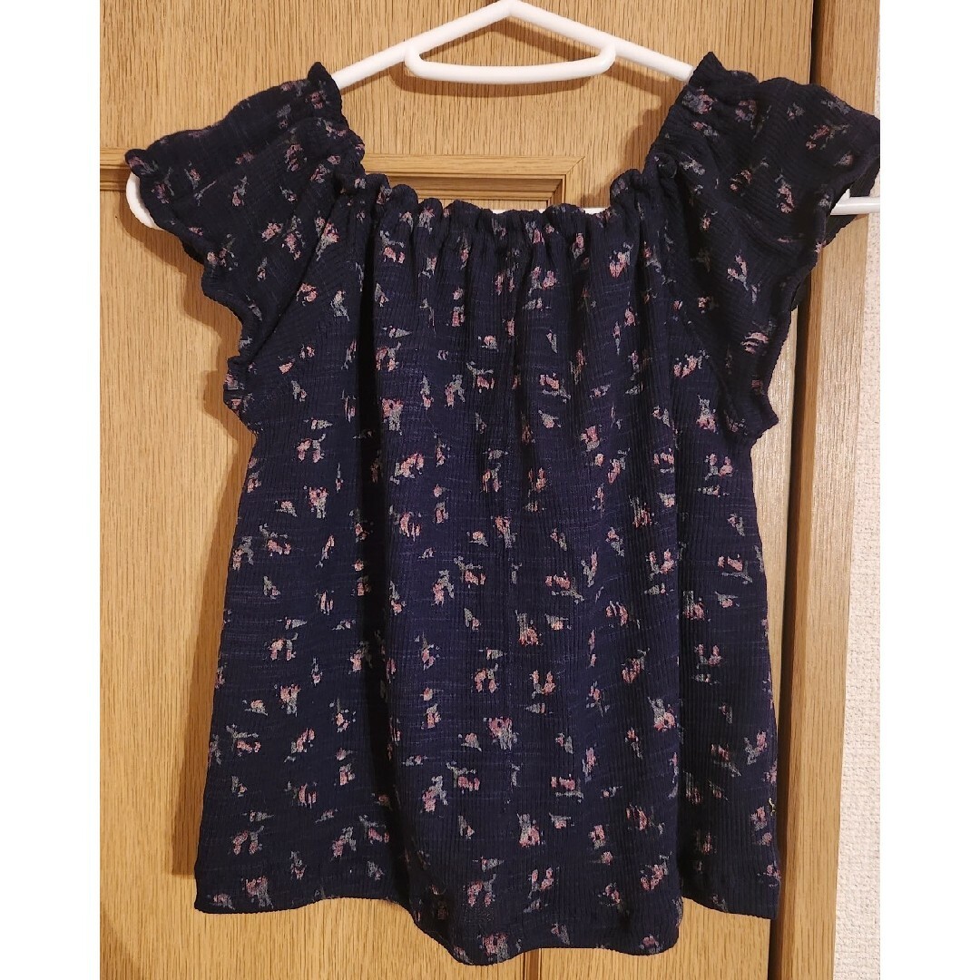 紺 花柄 ブラウス 子供 120cm キッズ/ベビー/マタニティのキッズ服女の子用(90cm~)(Tシャツ/カットソー)の商品写真