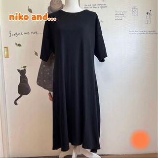 ニコアンド(niko and...)の∇946 ニコアンド 黒 デザインワンピ 後ろリボン(ロングワンピース/マキシワンピース)