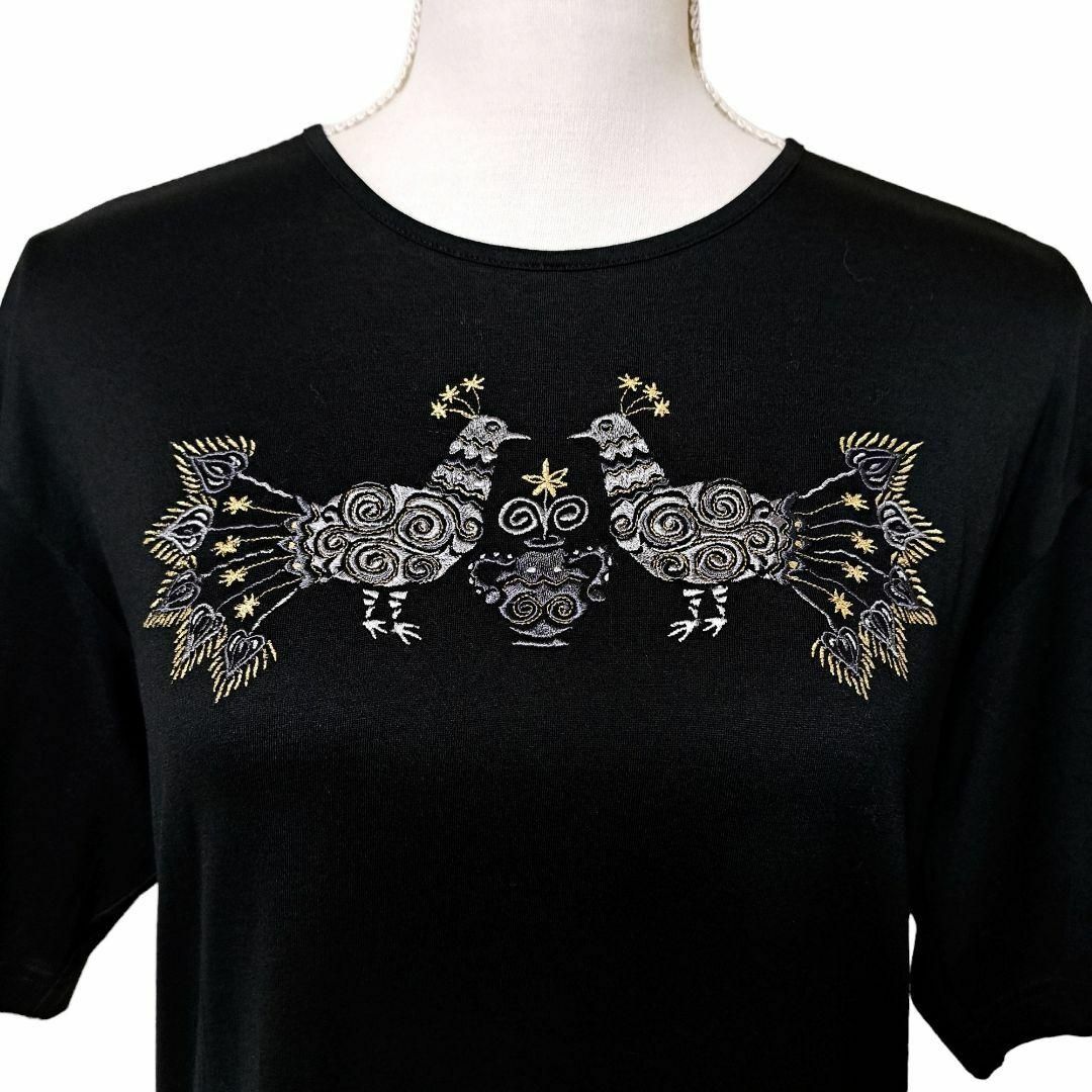 leilian(レリアン)のLeilian レリアン 刺繍 Tシャツ カットソー 半袖 綿 コットン M レディースのトップス(Tシャツ(半袖/袖なし))の商品写真