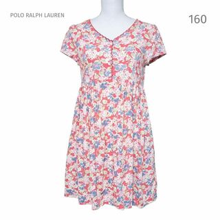 ポロラルフローレン(POLO RALPH LAUREN)の160 ポロラルフローレン チュニックワンピース ピンク 花柄 半袖(ワンピース)