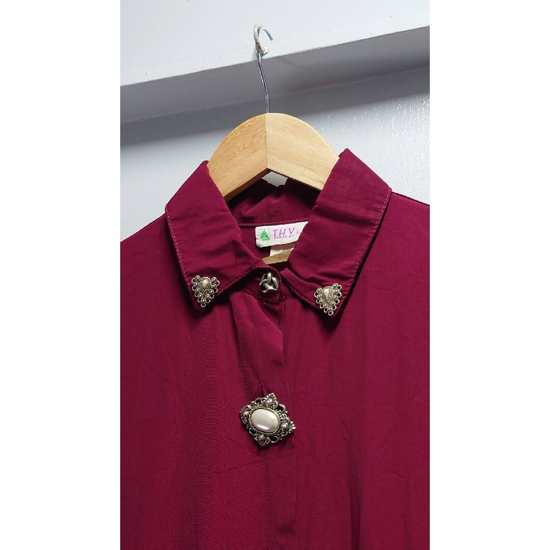 US Vintage T.H.Y. Fashion USA製 飾りボタン シャツ