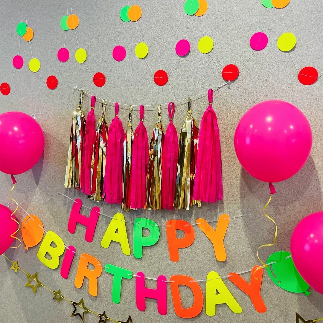 誕生日 飾り付け パーティー バルーン バースデー ガーランド 風船 カラフル ハンドメイドのパーティー(ガーランド)の商品写真