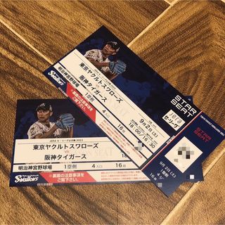 ハンシンタイガース(阪神タイガース)の9/2(土)ヤクルトスワローズvs阪神タイガースペアチケット(野球)