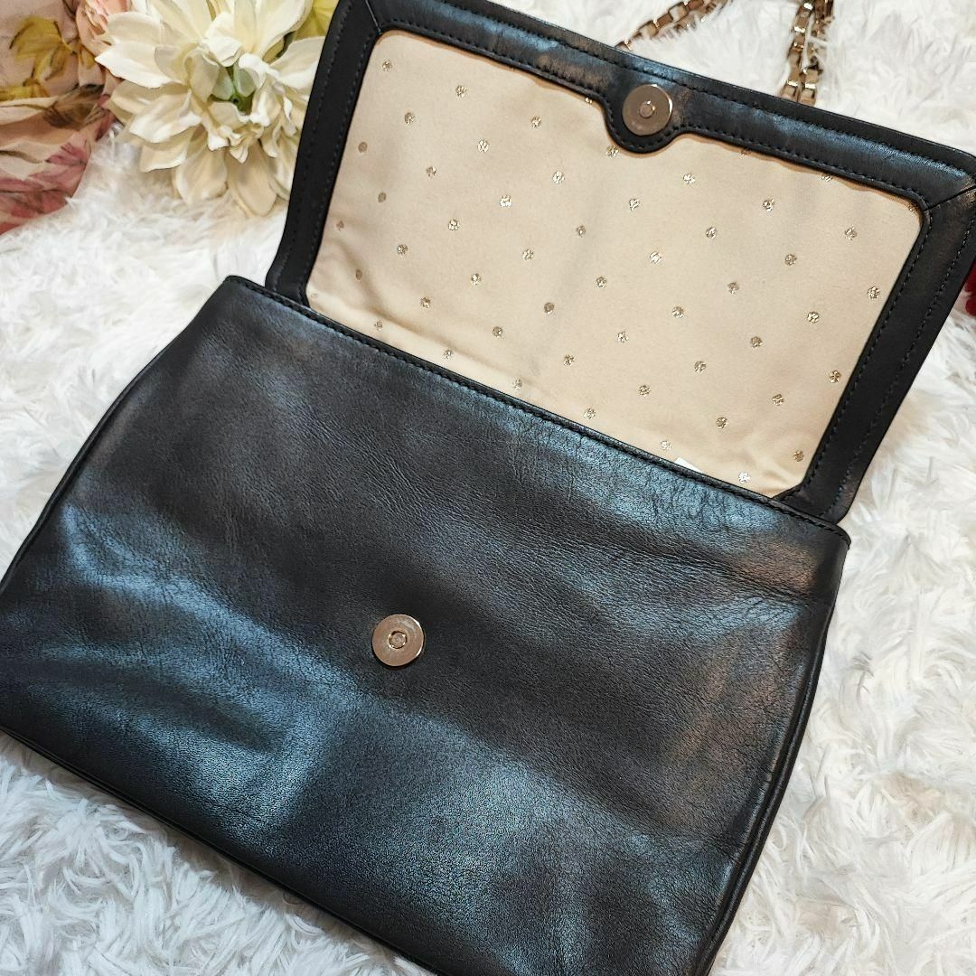 kate spade　ショルダーバッグ　レザー　金具　チェーン　グレー 5