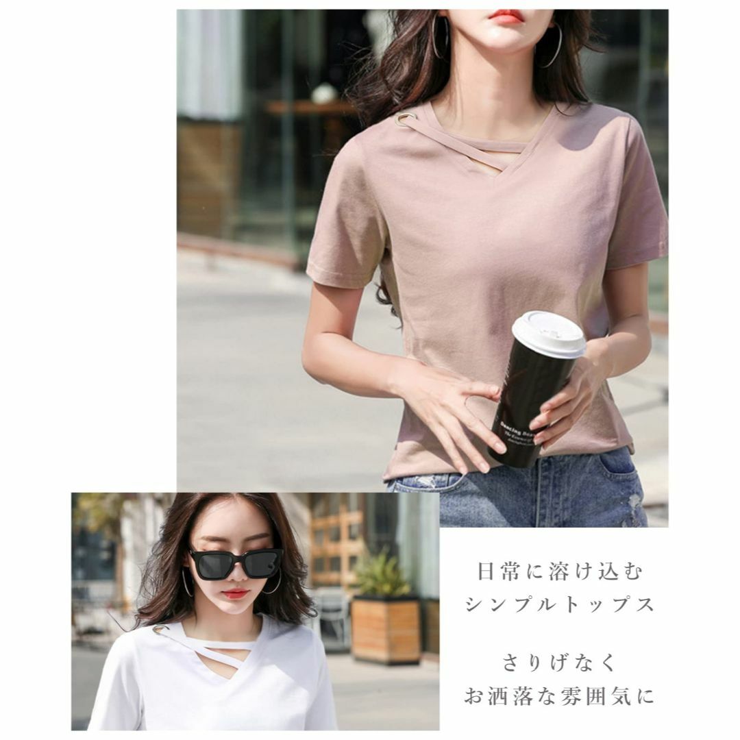 [J.STORE] tシャツ カットソー Vネック 半袖 トップス レディース 3