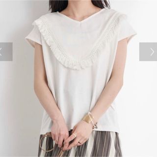 アースミュージックアンドエコロジー(earth music & ecology)のearth アース 半袖フリンジTシャツ カットソー トップス(Tシャツ(半袖/袖なし))