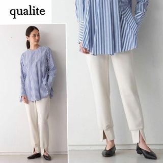 カリテ(qualite)の穿くだけでこなれ感たっぷり♪　柔らかジョグパンツ　M　オフホワイト(カジュアルパンツ)