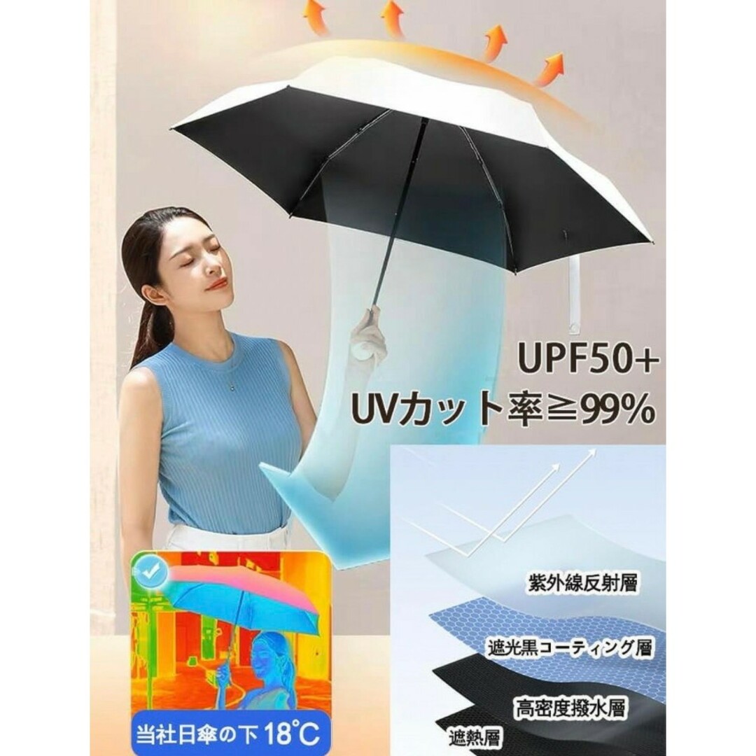 UVカット折りたたみ傘 黒 6本 晴雨兼用日傘