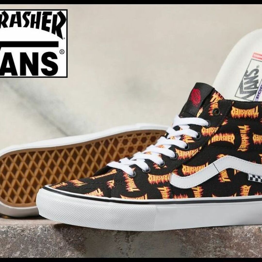 SK8-HI（VANS）(スケートハイ)の新品 バンズ × スラッシャー 22AW スニーカー フレイムロゴ 27.5 ① メンズの靴/シューズ(スニーカー)の商品写真