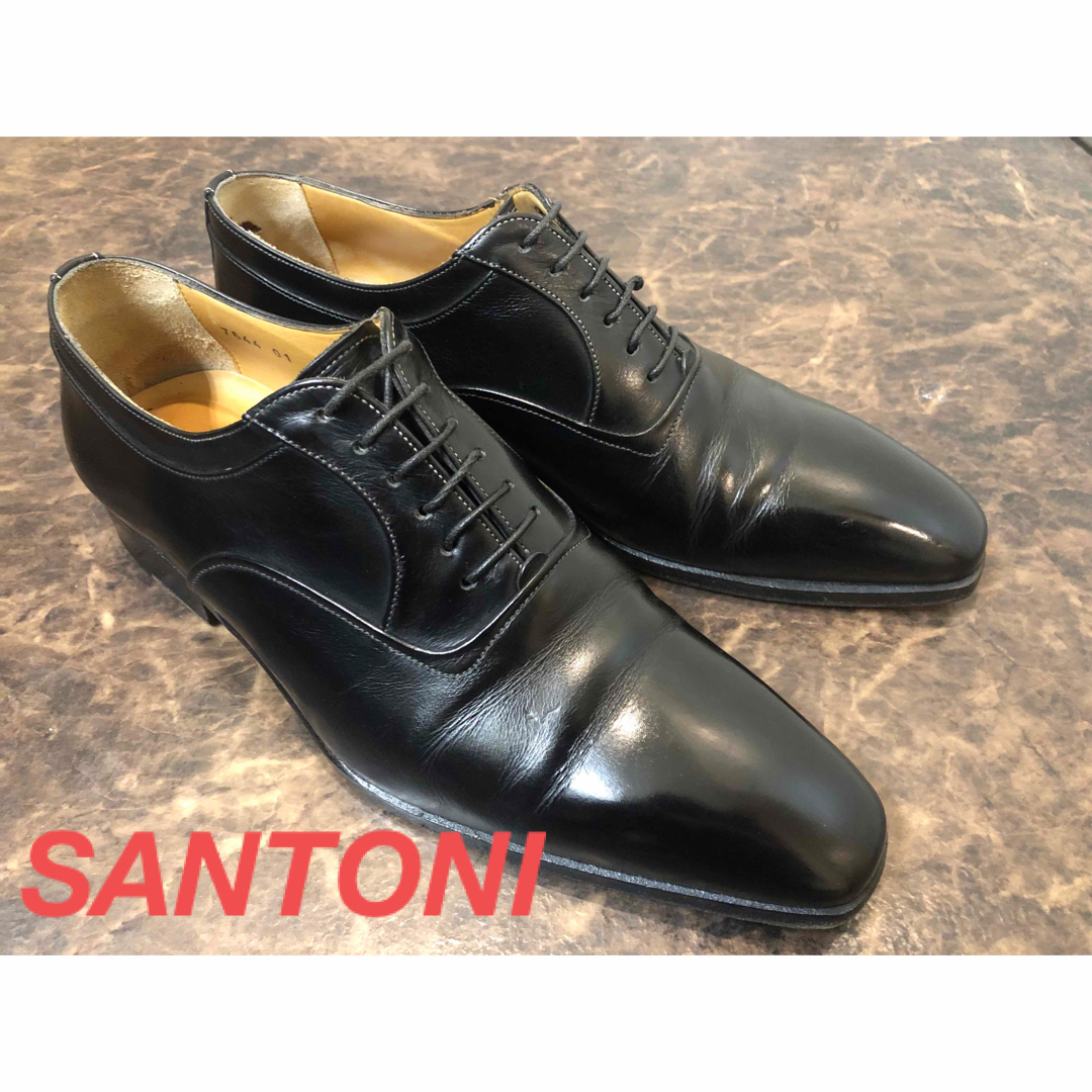 SANTONI サントーニ プレーントゥ 黒 ビジネスシューズ フォーマル