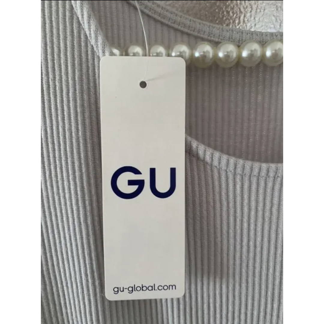 GU(ジーユー)のGU 布帛コンビネーションフレアワンピース　グレー　新品未使用　大型店限定 レディースのワンピース(ロングワンピース/マキシワンピース)の商品写真