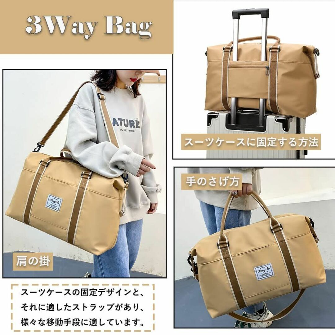 【色: B-ピンク】旅行バッグ 3Way ボストンバッグ 撥水です 大容量 スポ 5