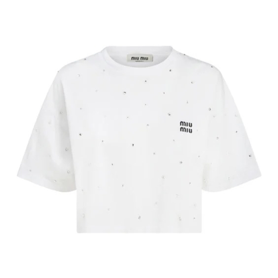 miumiu ロゴ 刺繍 ロングTシャツ